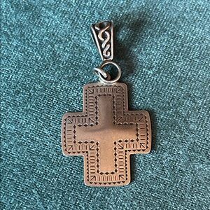 Stamped Cross Pendant in Antique Silver Tone